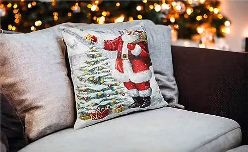 Netagon Santa Father Christmas Design Christmas Themed Cushion in White, W/D/H: 40 x 40 x 40 cm – 4