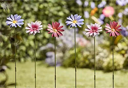 Garden Gear Metal Daisy Stakes, Multicolour Decorative Floral Ornaments, Height: 57 cm (Purple x2) – 3