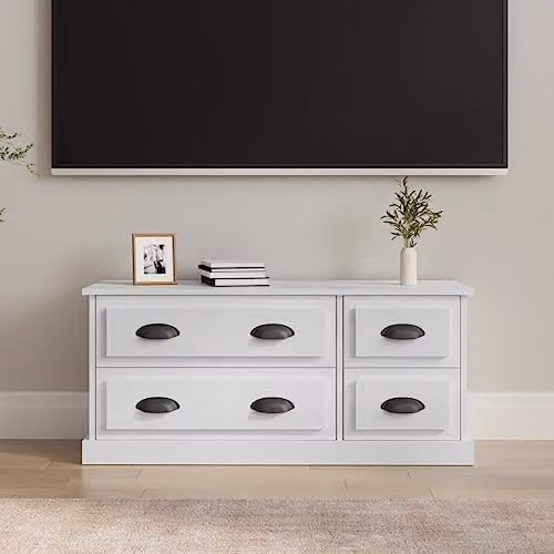 vidaXL Modern High Gloss White TV Cabinet and Media Unit in Engineered Wood – 2