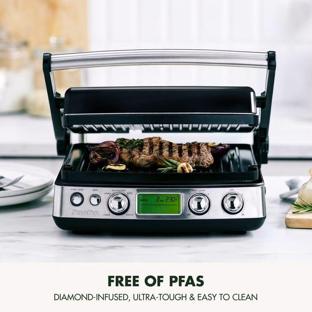 GreenPan Elite 6-in-1 Grill with PFAS-Free Ceramic Non-Stick Coating in Black – 2