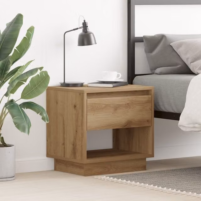 Berkfield Home Artisan Oak Bedside Cabinet in Brown, W/D/H: 45 x 34 x 46 cm – 1