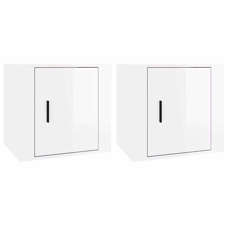 Berkfield Home Set of 2 High Gloss White Bedside Cabinets W/D/H: 50 x 39 x 47 cm
