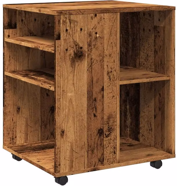 Berkfield Home Rolling Cabinet in Old Wood Brown, W: 60 cm, D: 53 cm, H: 72 cm
