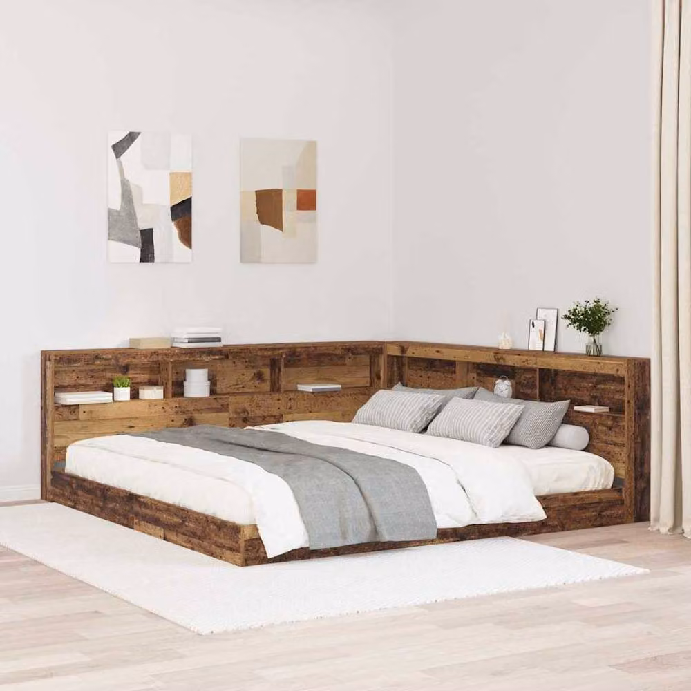 Berkfield Home Storage Headboard with Integrated Shelf in Old Wood Brown, 200 cm – 2