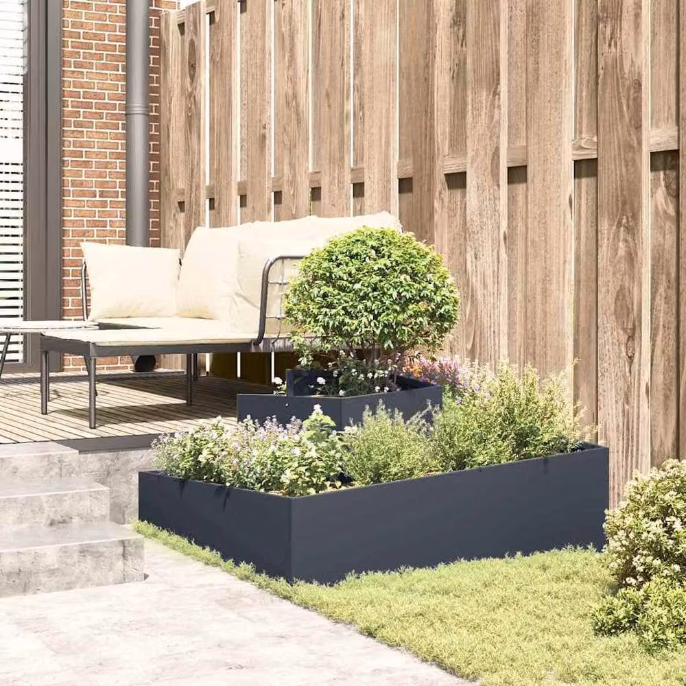 Berkfield Home Large Metal Planter Tub in Anthracite – 4