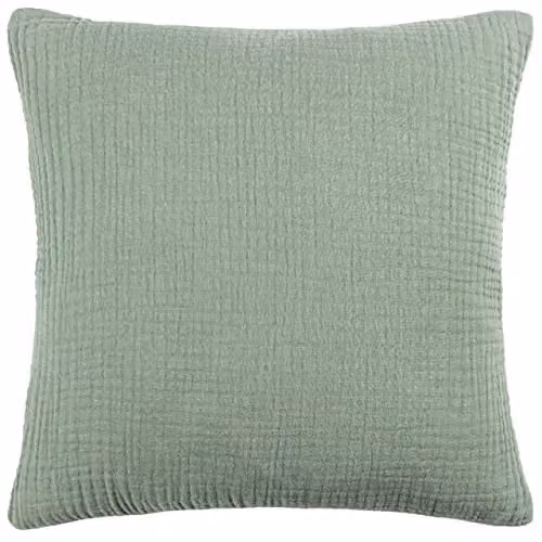 Riva Home Plain Green Cotton Square Cushion with Removable Polyester Filling W/D/H: 45 x 45 x 45 cm – 1