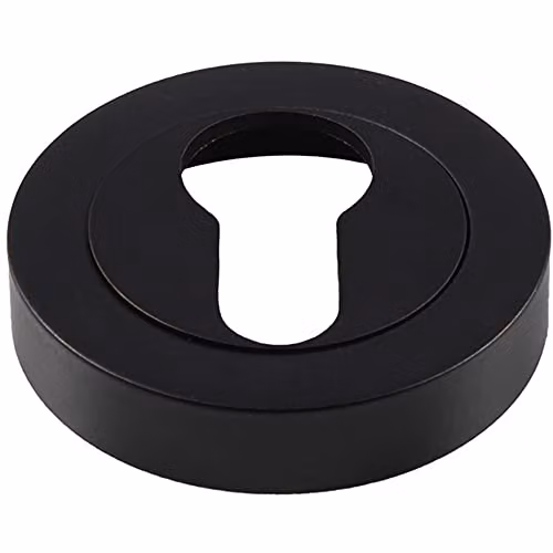 Loops 50mm Euro Profile Round Escutcheon in Matt Black with Concealed Fix