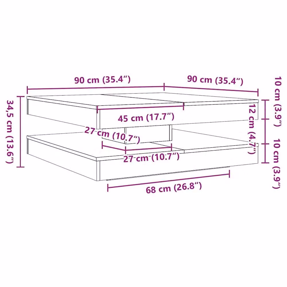 Berkfield Home Modern Rotating Coffee Table in Black Oak, W/D/H: 90 x 90 x 34.5 cm – 5