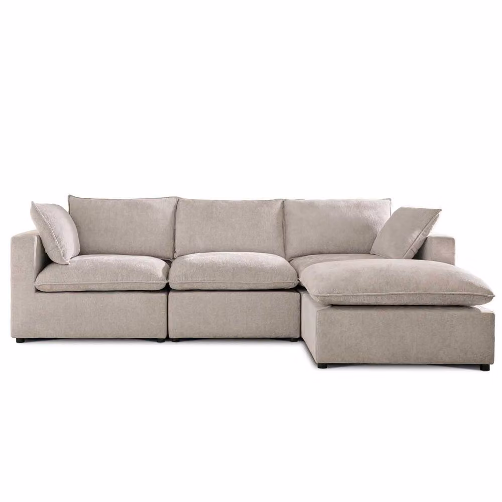 Furnishings For Less UK Symphony Chenille Fabric Modular L-Shaped Corner Chaise Sofa in Beige – 2