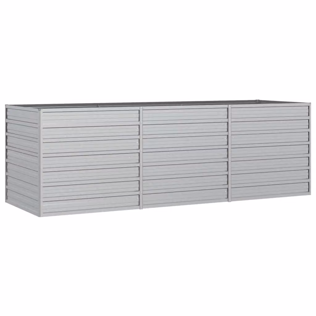 Berkfield Home Garden Galvanised Steel Raised Bed in Silver, W: 80 cm, D: 240 cm, H: 77 cm – 2