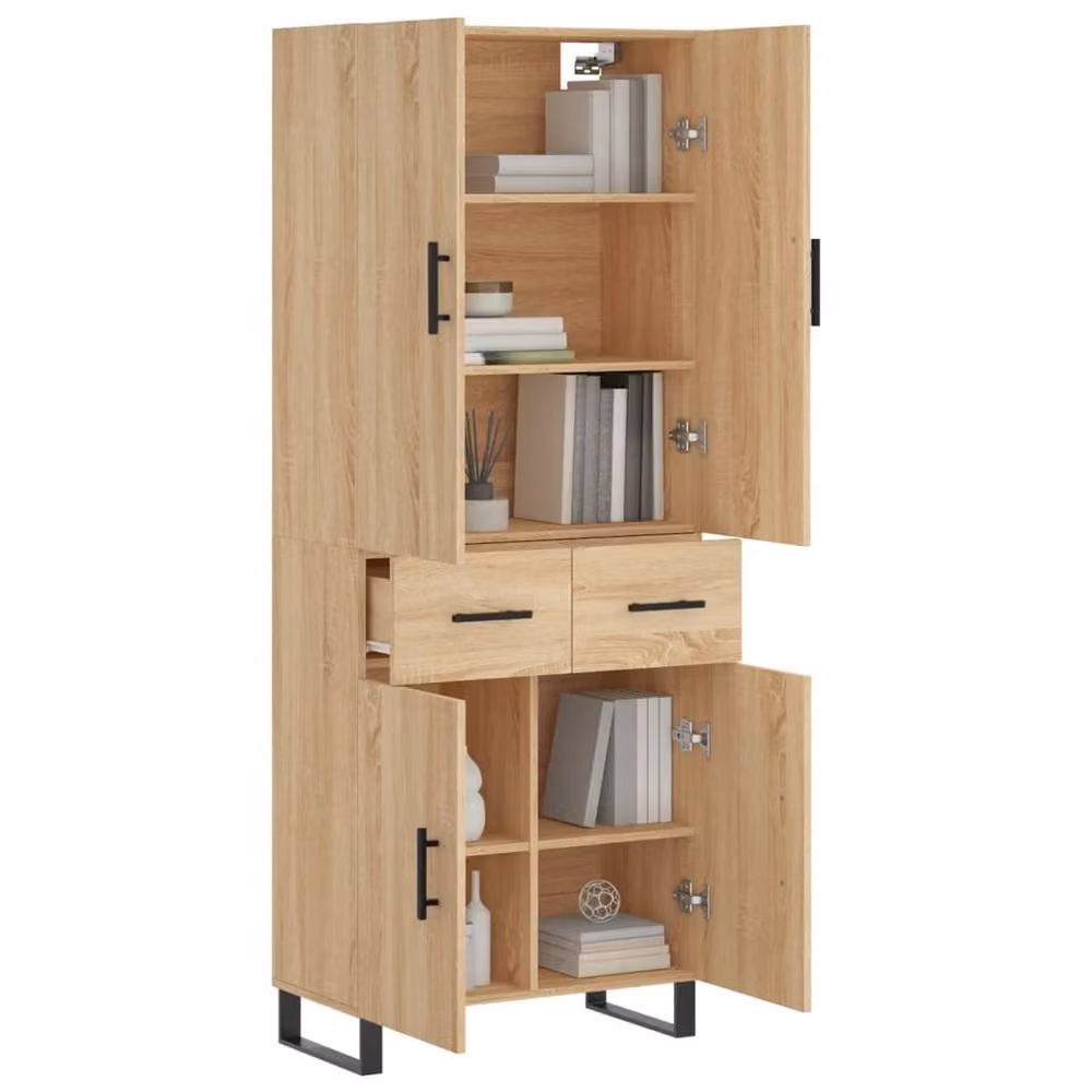 Berkfield Home Sonoma Oak Highboard in Light Tan, W/D/H: 69.5 x 34 x 180 cm – 2
