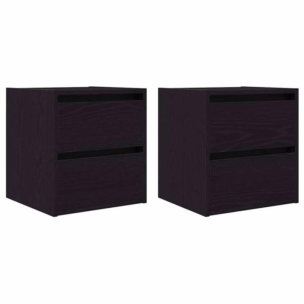 Berkfield Home Set of 2 Wall-mounted Bedside Cabinets in Black Oak, W/D/H: 38 x 34 x 40 cm – 3