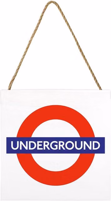 Transport for London Multicolour Wooden Typography Wall Plaque in White