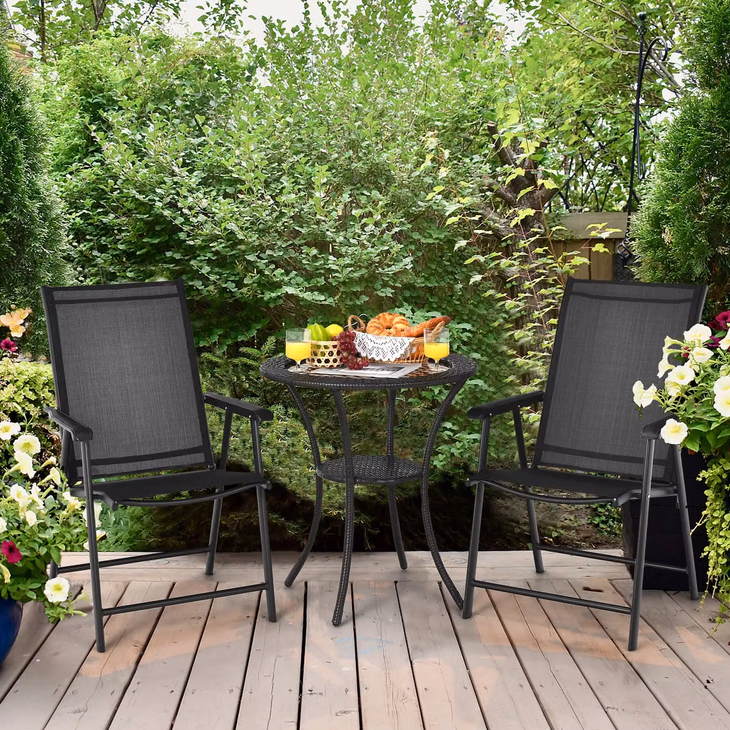 Costway Set of 4 Black Metal Folding Garden Chairs – 5
