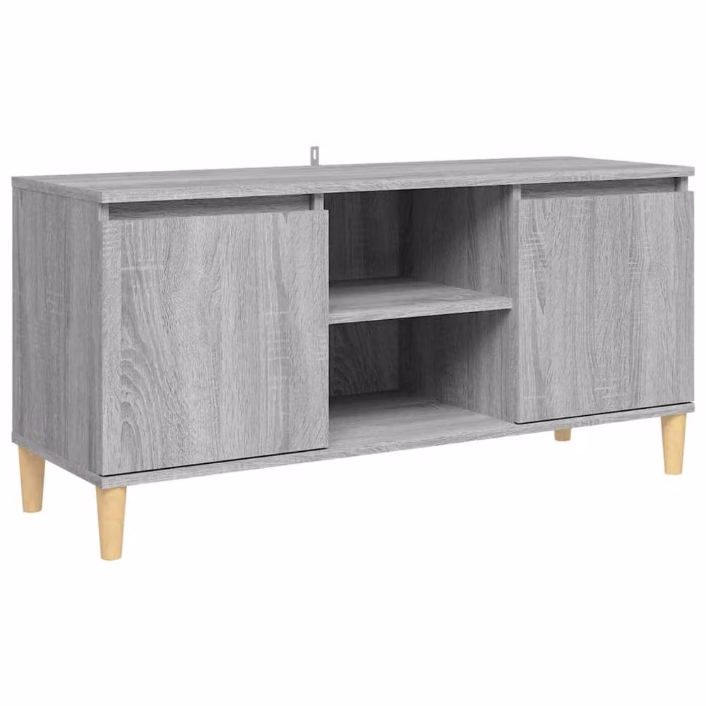 Berkfield Home TV Cabinet in Grey Sonoma with Solid Wood Legs, W: 103.5 cm, D: 35 cm, H: 50 cm – 3