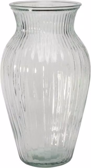 Kingsbury Gifts Modern Striped Round Glass Tabletop Vase in Transparent
