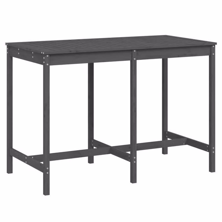 Berkfield Home Grey Solid Pine Rectangular Garden Table W/D/H: 159.5 x 82.5 x 110 cm