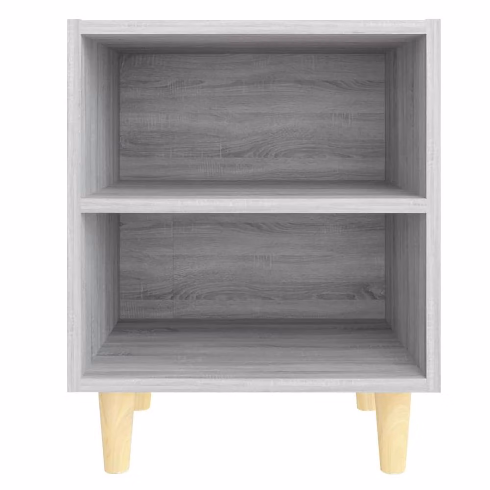 Berkfield Home Set of 2 Grey Sonoma Bedside Cabinets with Solid Wood Legs, W/D/H: 40 x 30 x 50 cm – 3