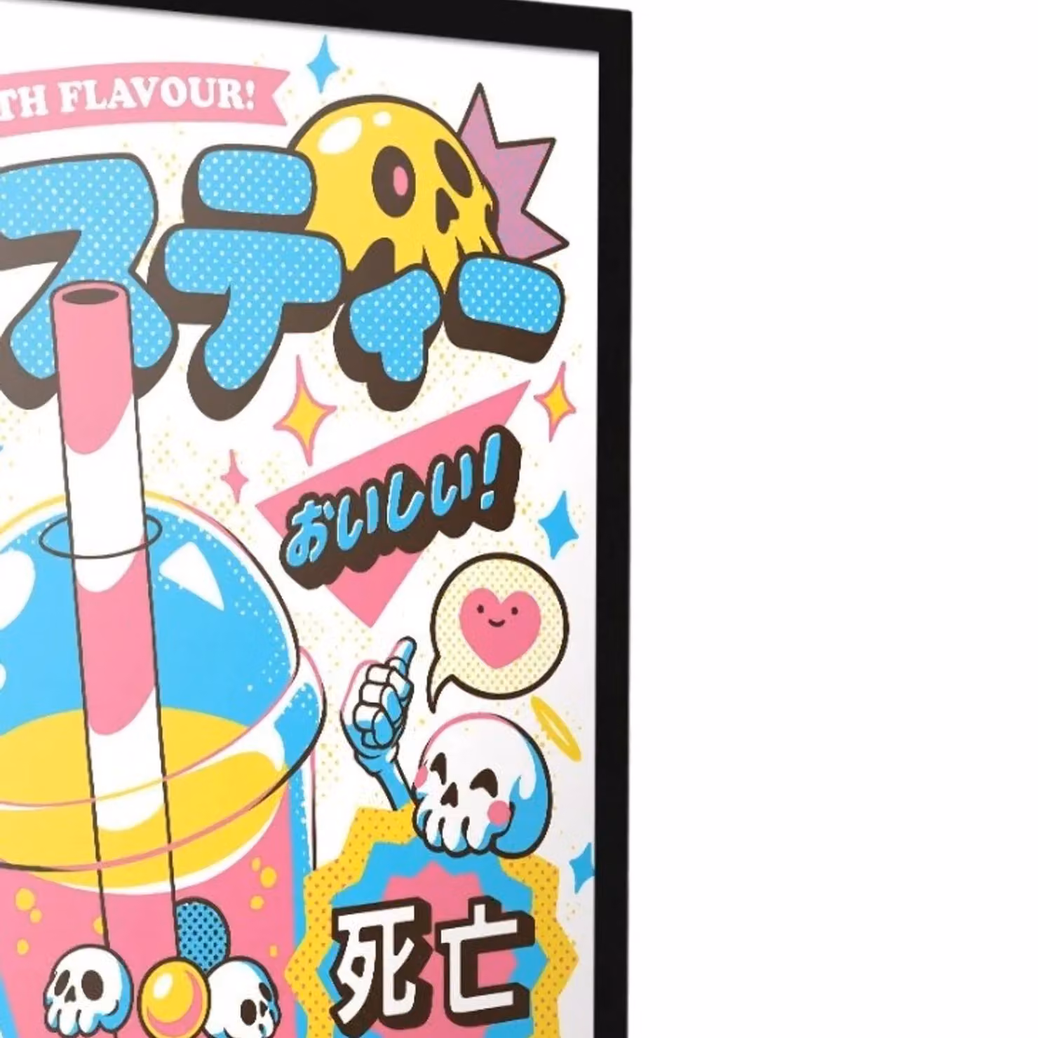Ilustrata Death Bubble Tea Paper Poster in Pink and Multicolour – 2