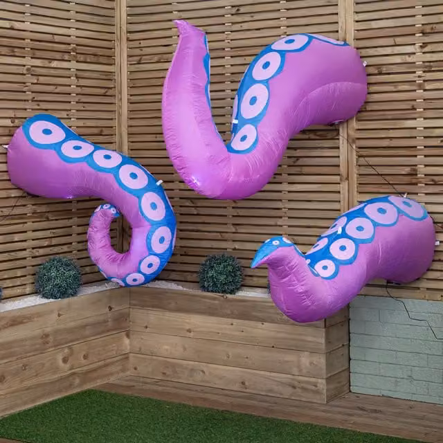 Samuel Alexander Set of 3 Purple and White Light Up Inflatable Octopus Tentacles Halloween Decoration with LEDs