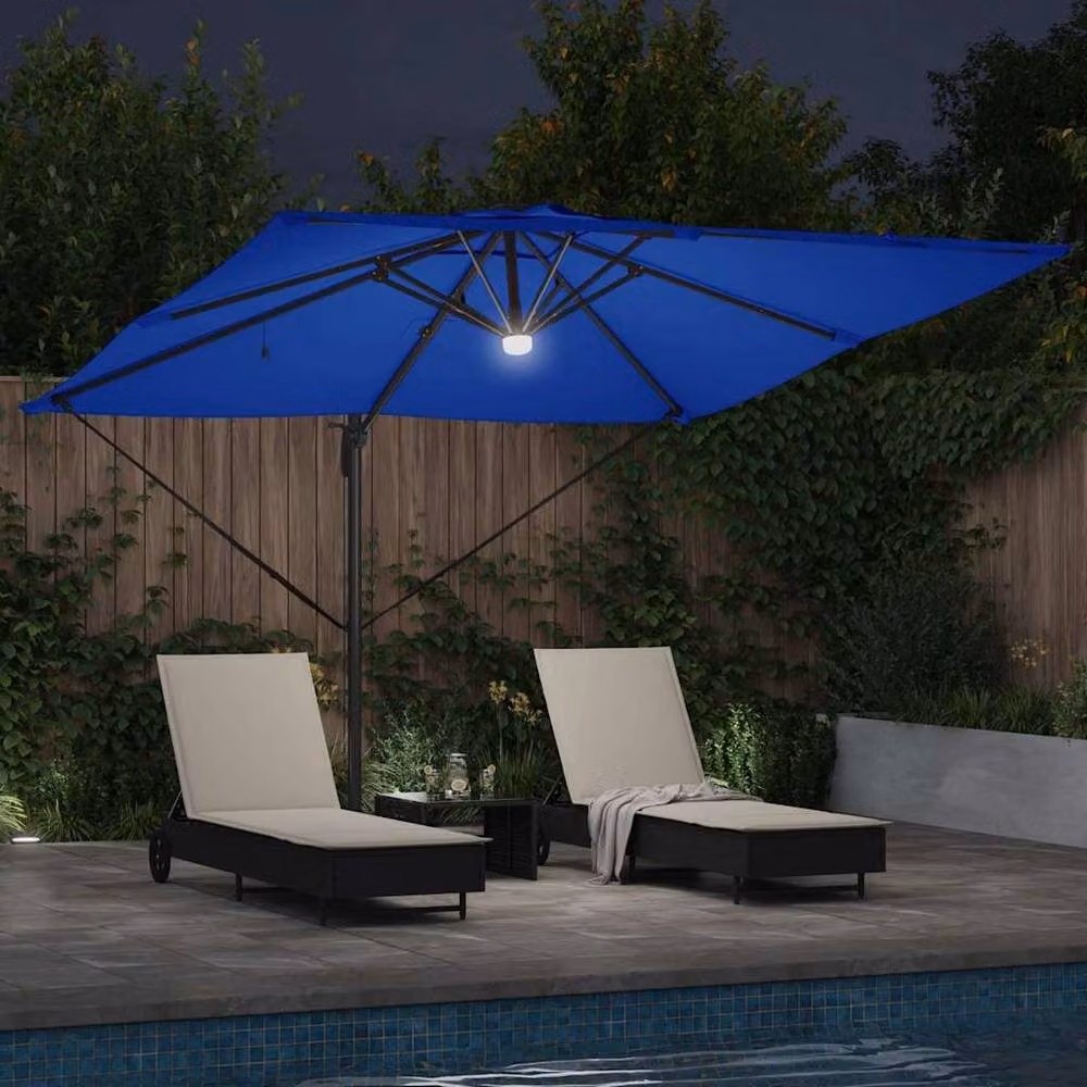 Berkfield Home Roma Cantilever Parasol with LEDs in Azure Blue, Aluminium, W/D/H: 286 x 285 x 270 cm – 3