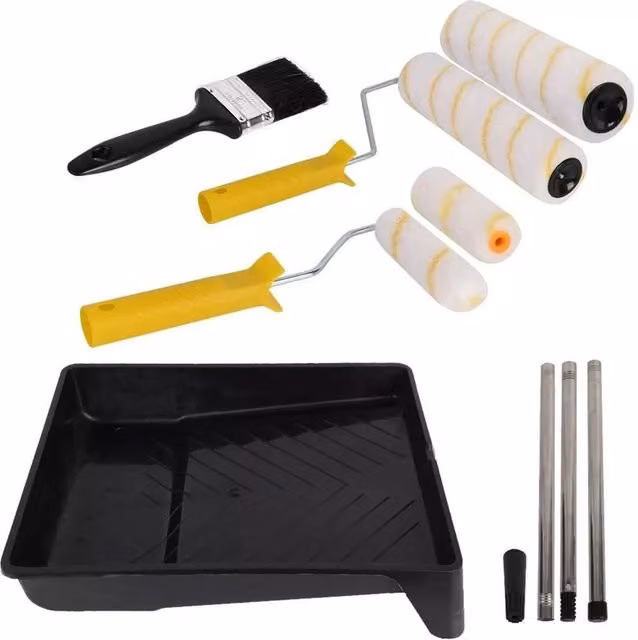 Havendro Paint Roller Set with Extension Pole, Tray, Brush and Refill Sleeves for Water-Based Paint, Multicolour – 1