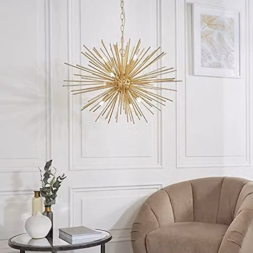 Endon Orta 9 Light Ceiling Pendant Light in Gold/Brass Metal – 2