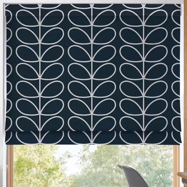 Orla Kiely Jumbo Linear Stem Made to Measure Blackout Roman Blind in Blue