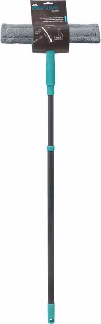 JVL Microfibre Window Cleaner Squeegee with Telescopic Handle and Scraper, Grey