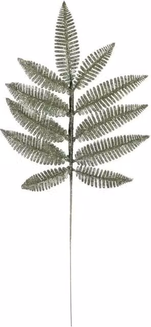 KDMD Green Glitter Fern Leaf Stem, 10 Pack