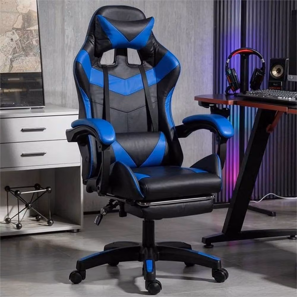 Nordara Blue and Black Ergonomic Gaming Chair with Foot Rest and Headrest – 5