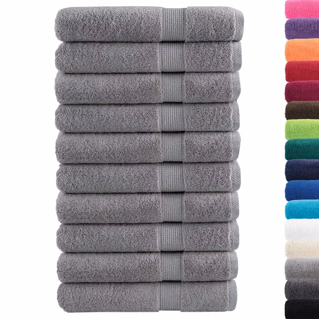 Berkfield Home SOLUND Premium Cotton Terry Towels, Grey, 10 Pack, W: 100 cm, L: 200 cm, 600gsm – 2
