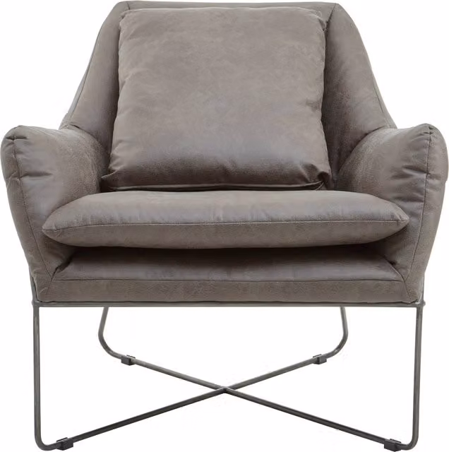 Orsina Mid-century Grey Faux Leather Accent Chair with Metal Frame