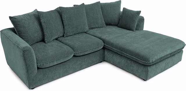 Abakus Direct Lucas Right-Hand Corner Sofa in Green Velvet Chenille Fabric