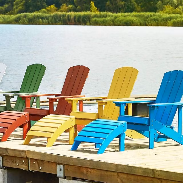 Wyld and Coco Red Weather-Resistant Slatted Outdoor Footstool