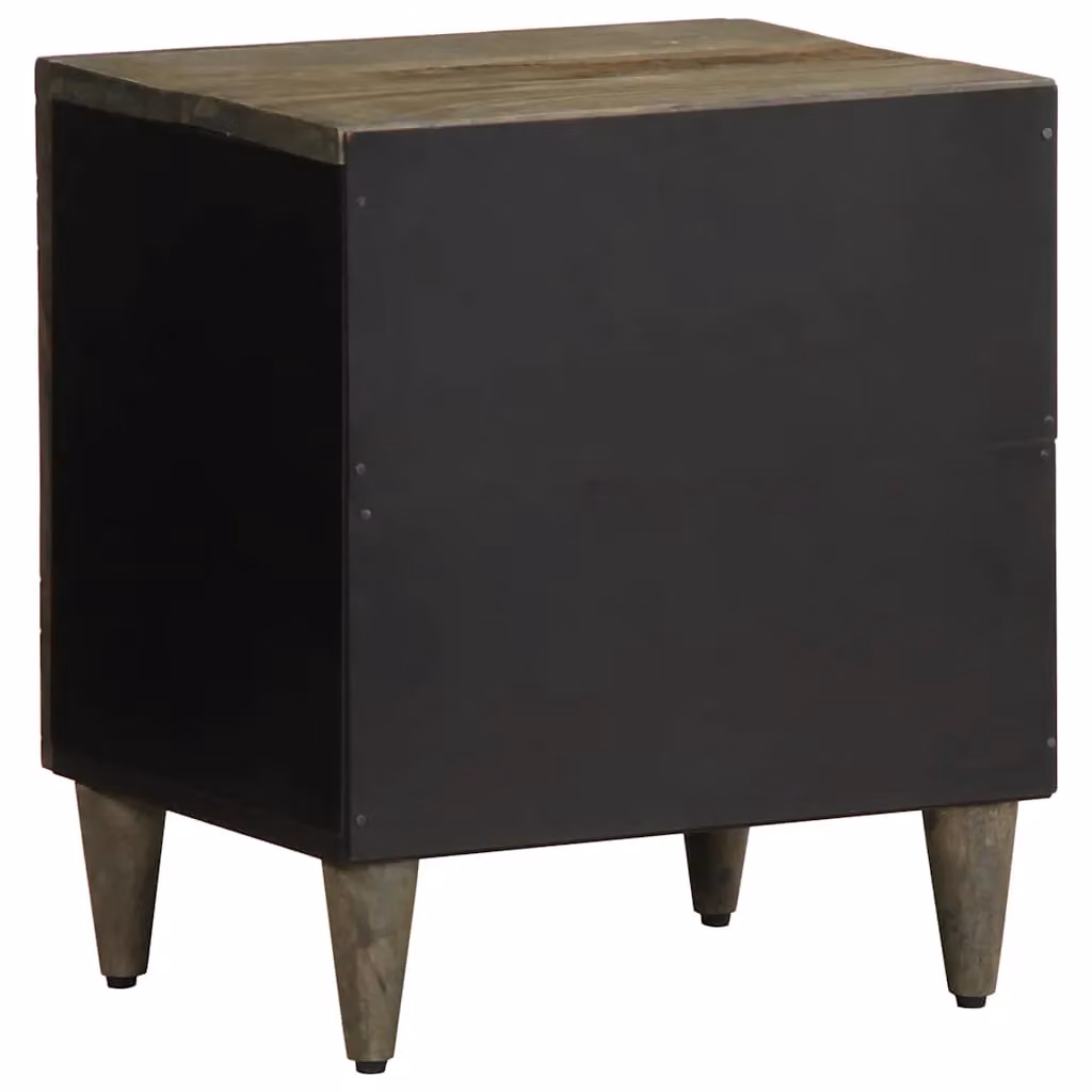 Berkfield Home Set of 2 Light Grey Mango Wood Bedside Cabinets, W/D/H: 40 x 33 x 46 cm – 4