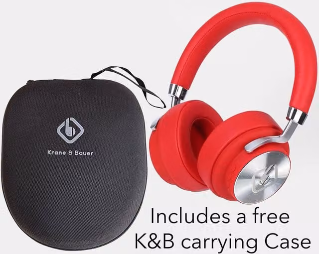 Krane & Bauer Harmony Bluetooth Wireless Noise-Cancelling Headphones - Red