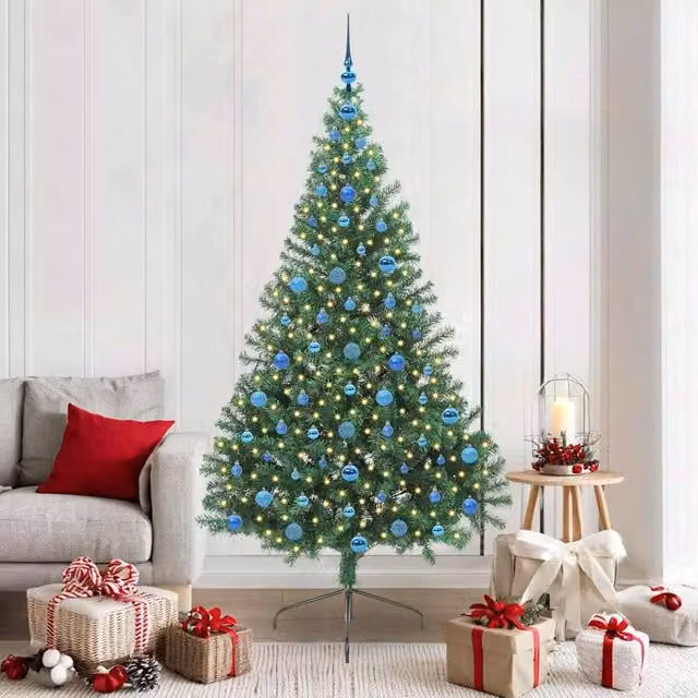 Berkfield Home Artificial Pre-lit Christmas Tree in Green, Height: 210 cm