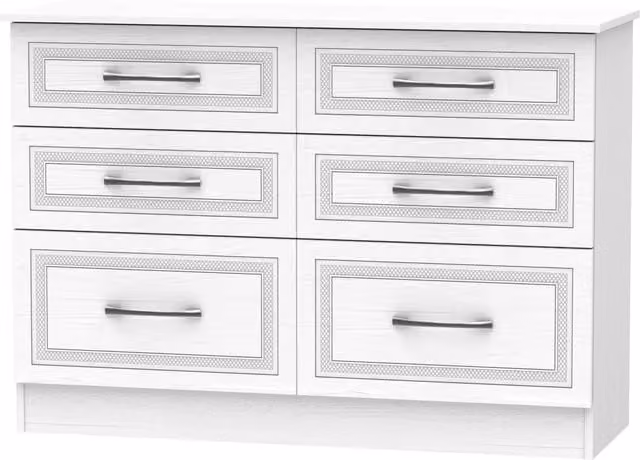 Ready Assembled 2 U Stafford 6 Drawer Wide Chest in White