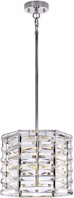 Netlighting Shoal Grey and Transparent Crystal Single Light Pendant with Polished Nickel Finish and E27 Socket