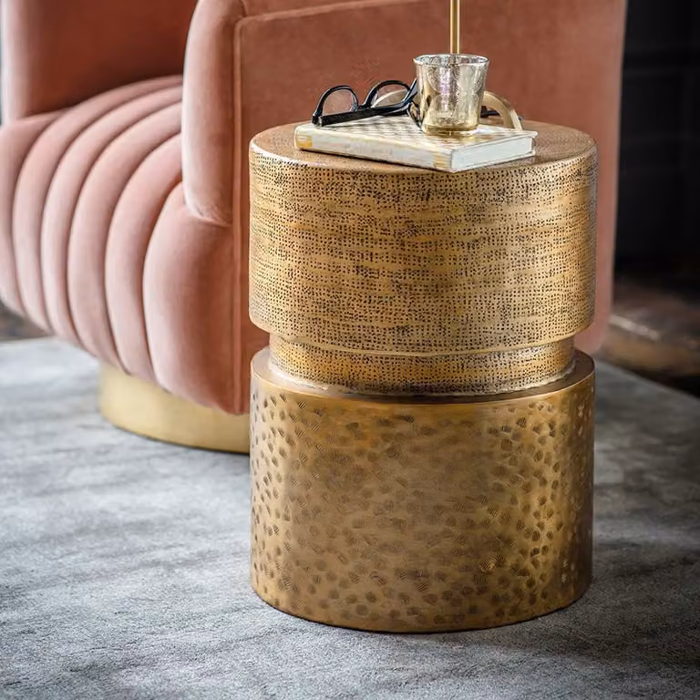 Atkin & Thyme Balzac Side Table in Gold and Silver Metal