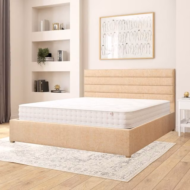 Kelly Firenze Superking Upholstered Ottoman Storage Bed in Champagne Velour Fabric