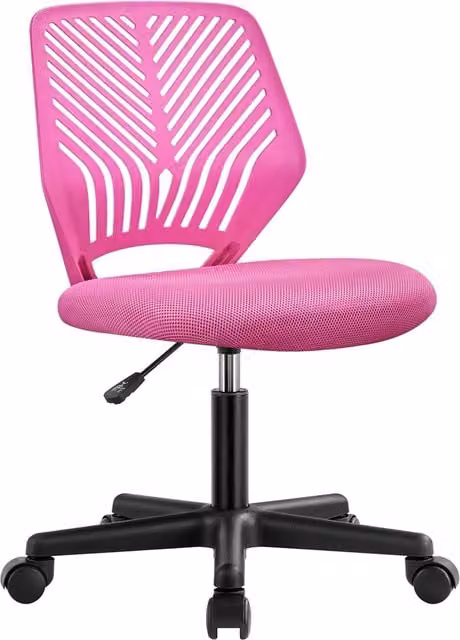 Yaheetech Modern Ergonomic Armless Office Chair in Red and Pink Fabric