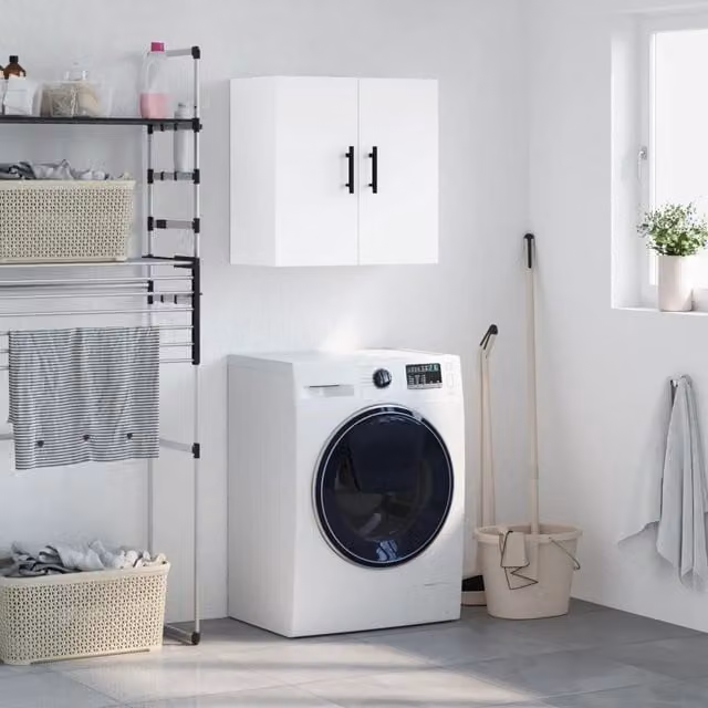 Berkfield Home White Wall Mounted Cabinet with Hinged Doors and Internal Shelves, W/D/H: 60 x 31 x 60 cm – 1