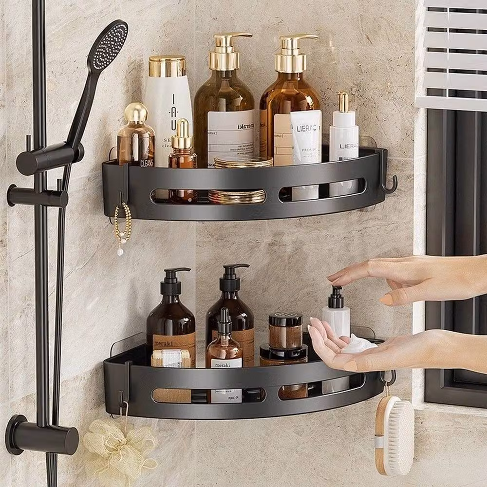 Kelvenix 2-Layer Corner Shower Caddy Storage Rack in Black – 2