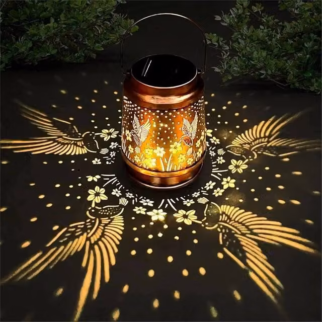 SPETLEK Brown Metal Solar LED Hanging Lantern with Dusk Sensor for Outdoor Use – 1