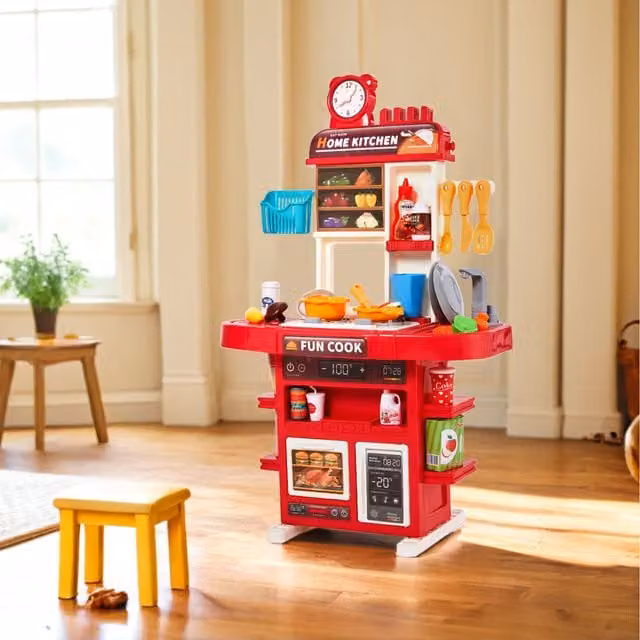 Livingandhome 42 Piece Red Kitchen Cooking Playset