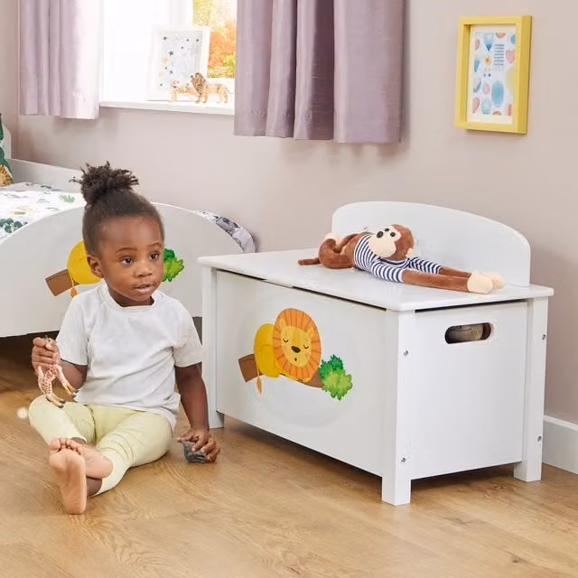Liberty House Toys Kids Toy Box in White Jungle