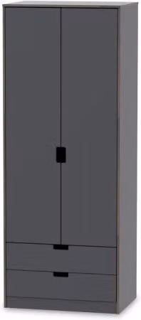 Welcome Shanghai Mid Century Walnut 2 Door 2 Drawer Tall Double Wardrobe