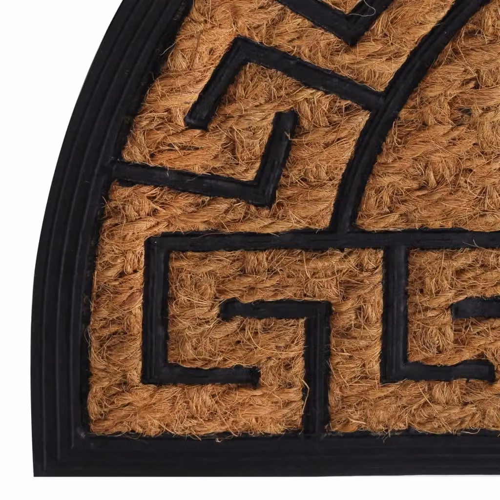 Berkfield Home Semicircular Half Round Door Mat in Brown, Rubber and Coir, W: 75 cm, D: 45 cm – 5